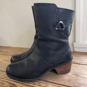 Teva Foxy Mid black leather western midi heeled winter boots 7